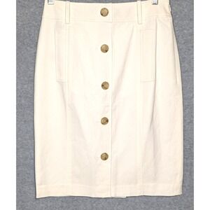 New Ann Taylor White Pencil Skirt 2 Linen Blend Easy Chic Minimalist Polished